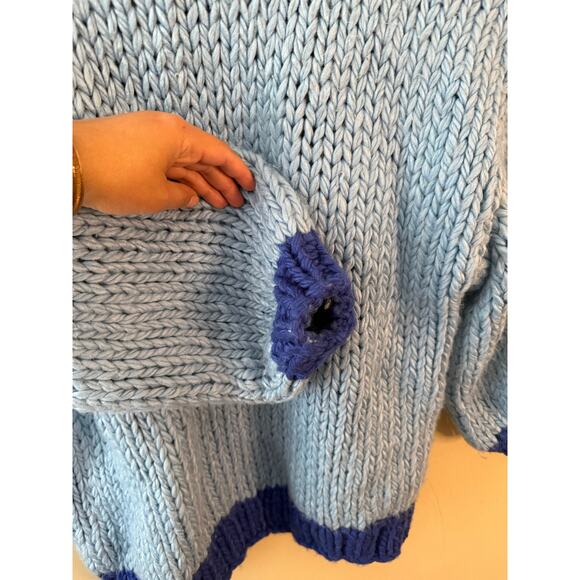 Polly Princess Color-block Two Tone Blue Sweater Size Small - Picture 3 of 7